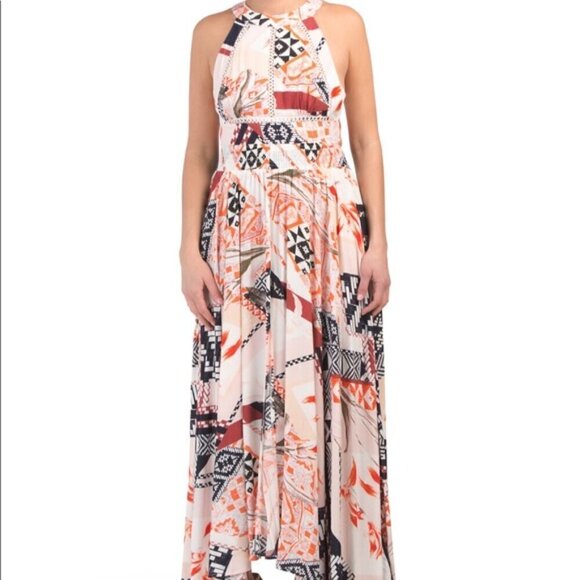 Anthropologie Abel The Label Charolette Maxi Dress- Abstract Print Halter Maxi - Picture 3 of 14